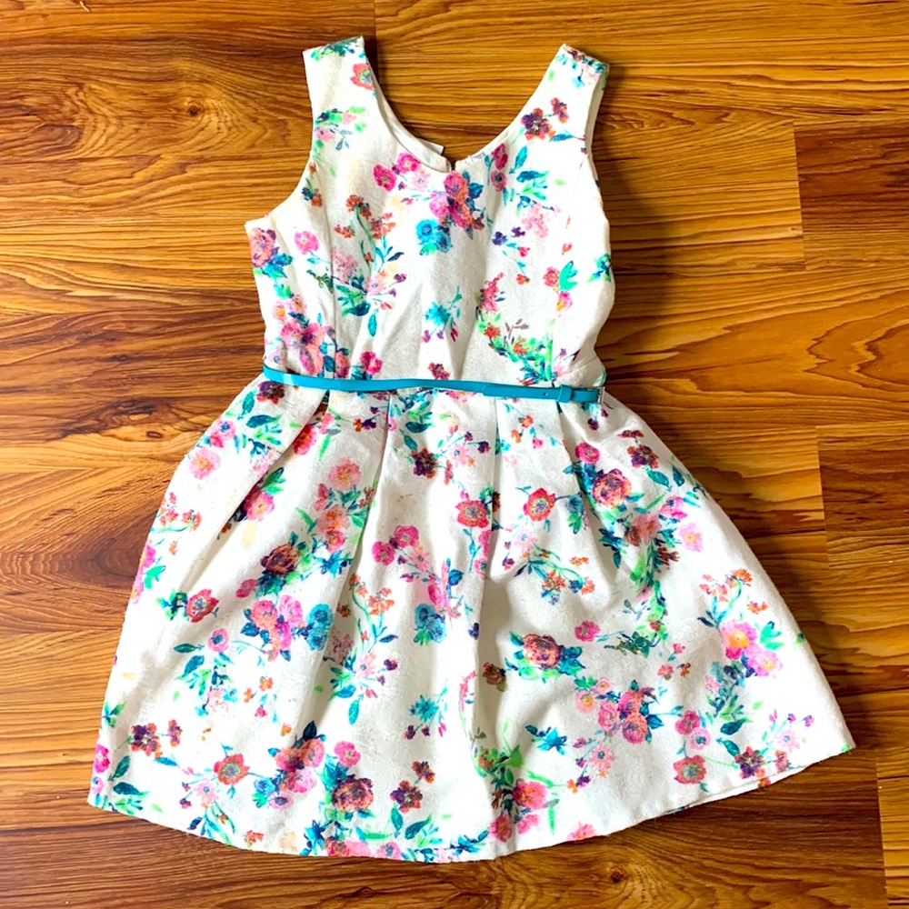BEAUTEES Girl’s Formal Dress w/ Turquoise Belt